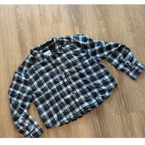 American Eagle Womens‎ Plaid Cropped Flannel NWT Medium Long Sleeve Fall